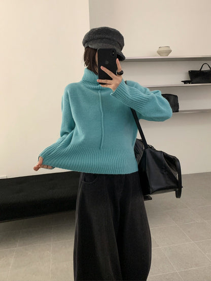 // 設計感中線直坑織紋高領NT