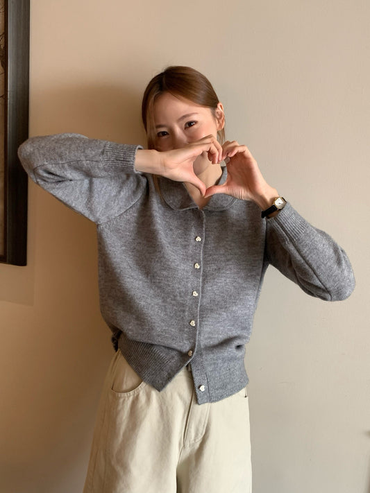 // 可愛圓邊翻領心心鈕扣開胸NT