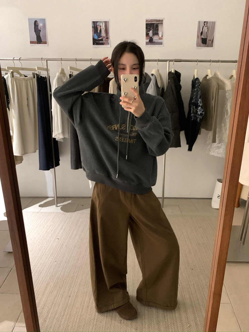 // 大熱鬆弛感加絨彎刀褲(連腰帶)