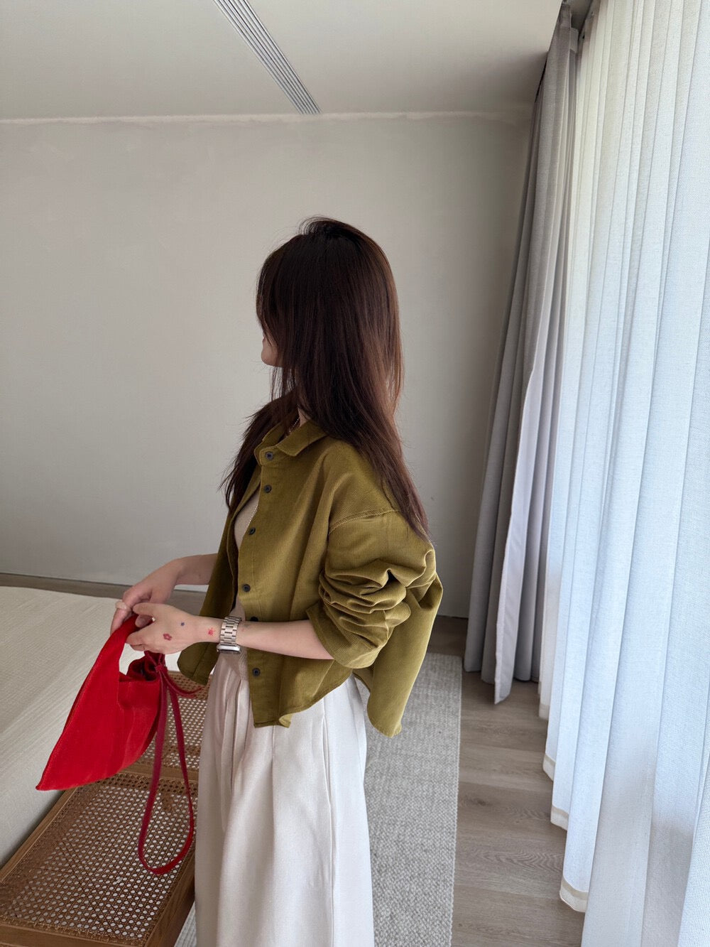 // 高級感真絲絲絨短款SH