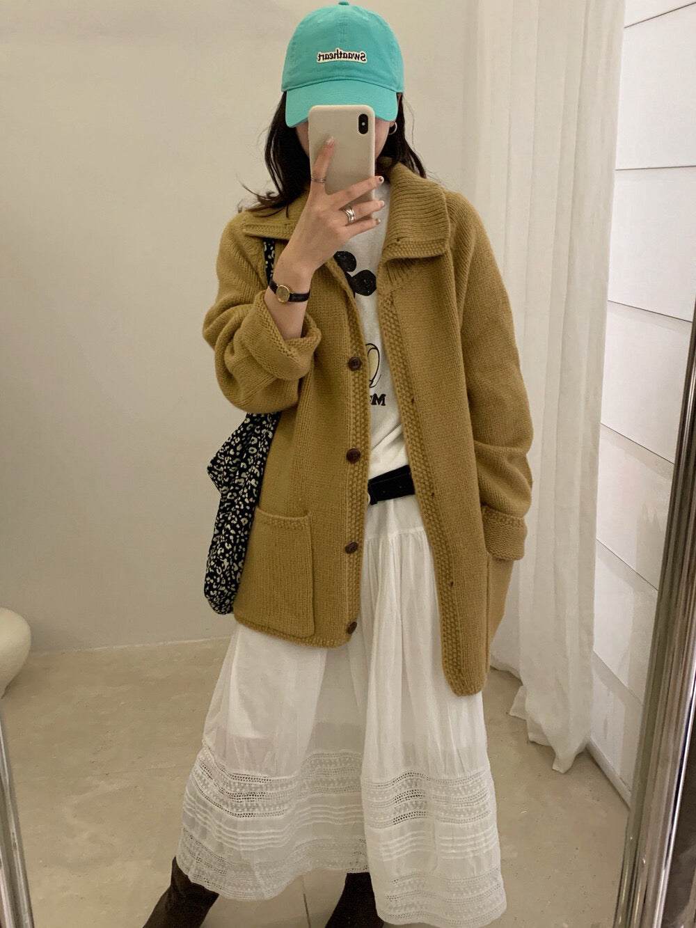 // 小半領口袋排扣中長CD