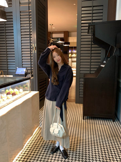 // lyocell混麻超高質綁結恤衫