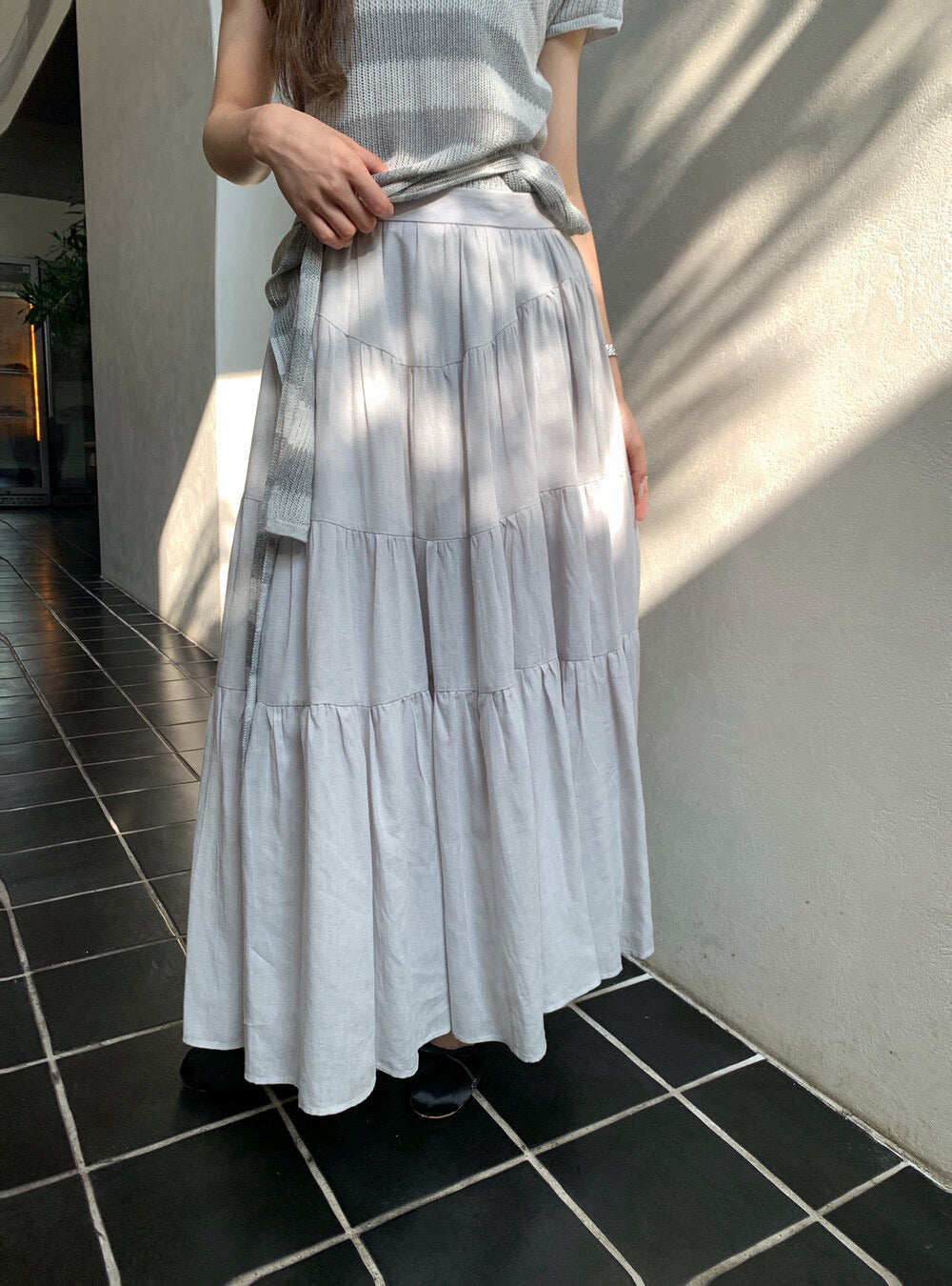 // 慵懶風層層蛋糕中裙