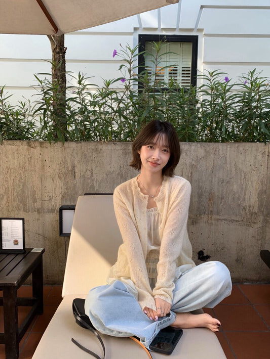 💜 30%馬海毛鏤空鈎花花邊CD