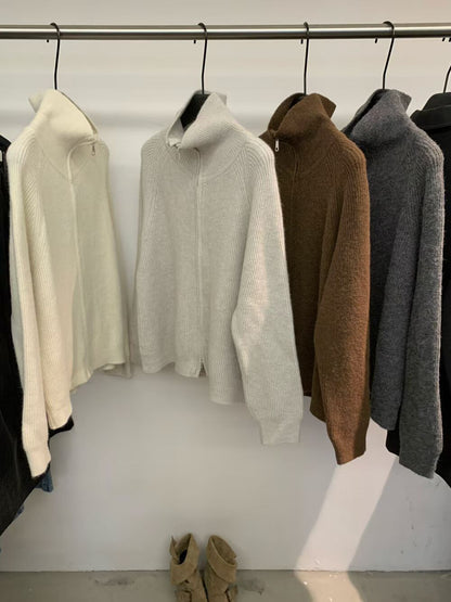 // 可立領上下拉鍊冷外套