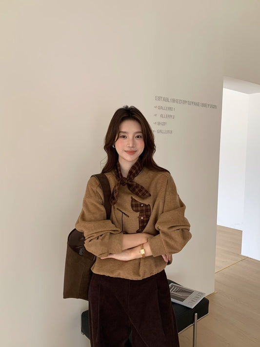 // 滑板小狗連絲巾衛衣