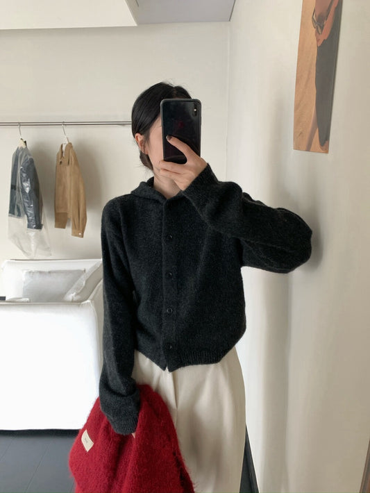 // 30%羊毛軟糯排扣連帽外套