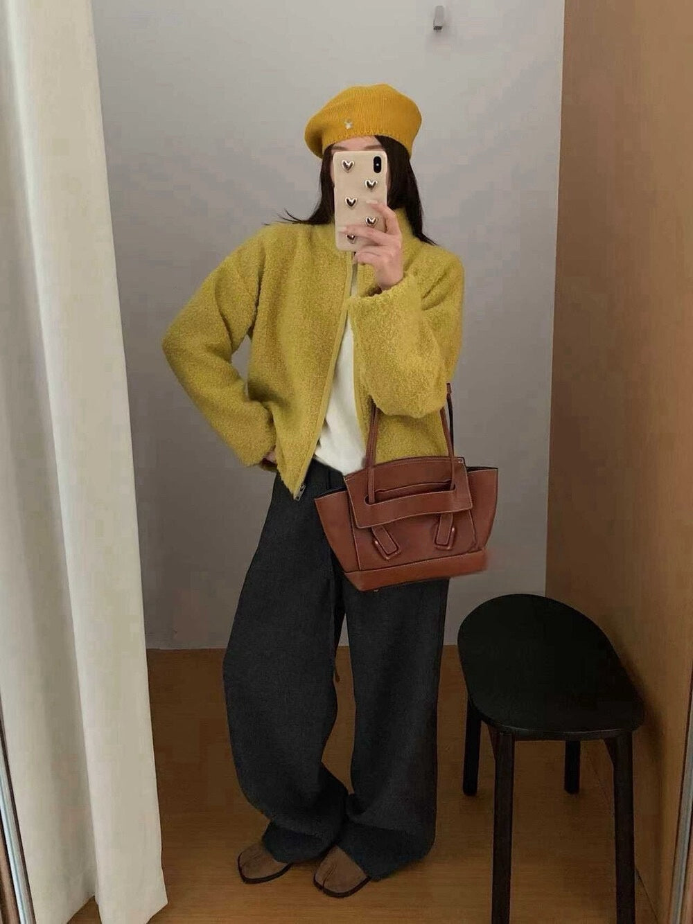 // 30%綿羊毛圈圈毛質感半領拉鍊CD