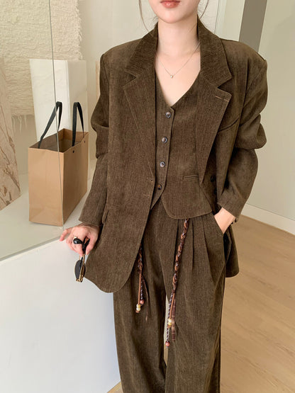 // 超美雪尼爾絨馬甲+褲+外套SET(外套可分開單買)