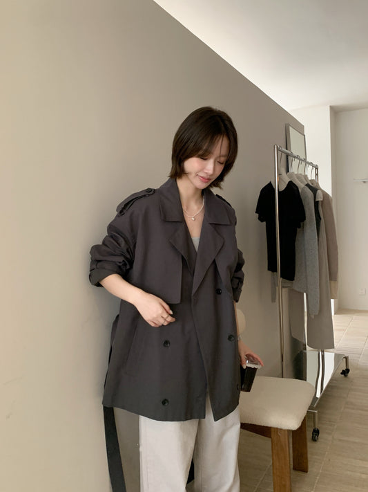 // 經典雙排扣中長款trench coat