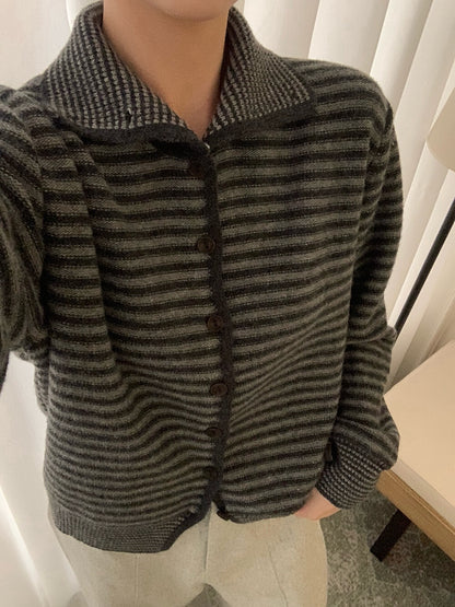 // 30%raccoon拼粗幼間條可立領CD