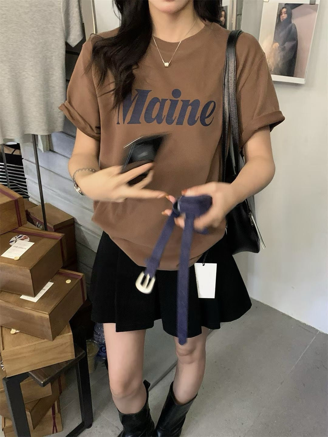 // ‘’Maine’連腰包仔磨毛TEE