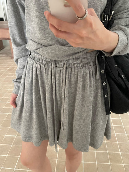 // 慵懶休閒風lyocell麻半拉鍊TEE+裙套裝