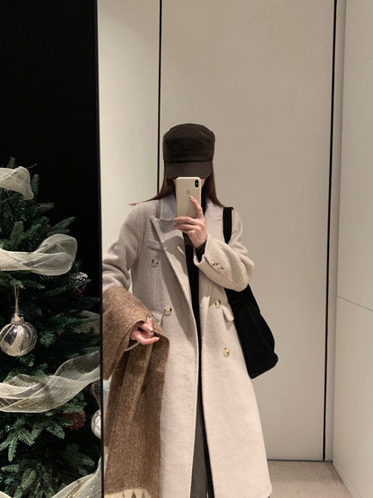 // 100%羊毛經典雙排扣手工外套
