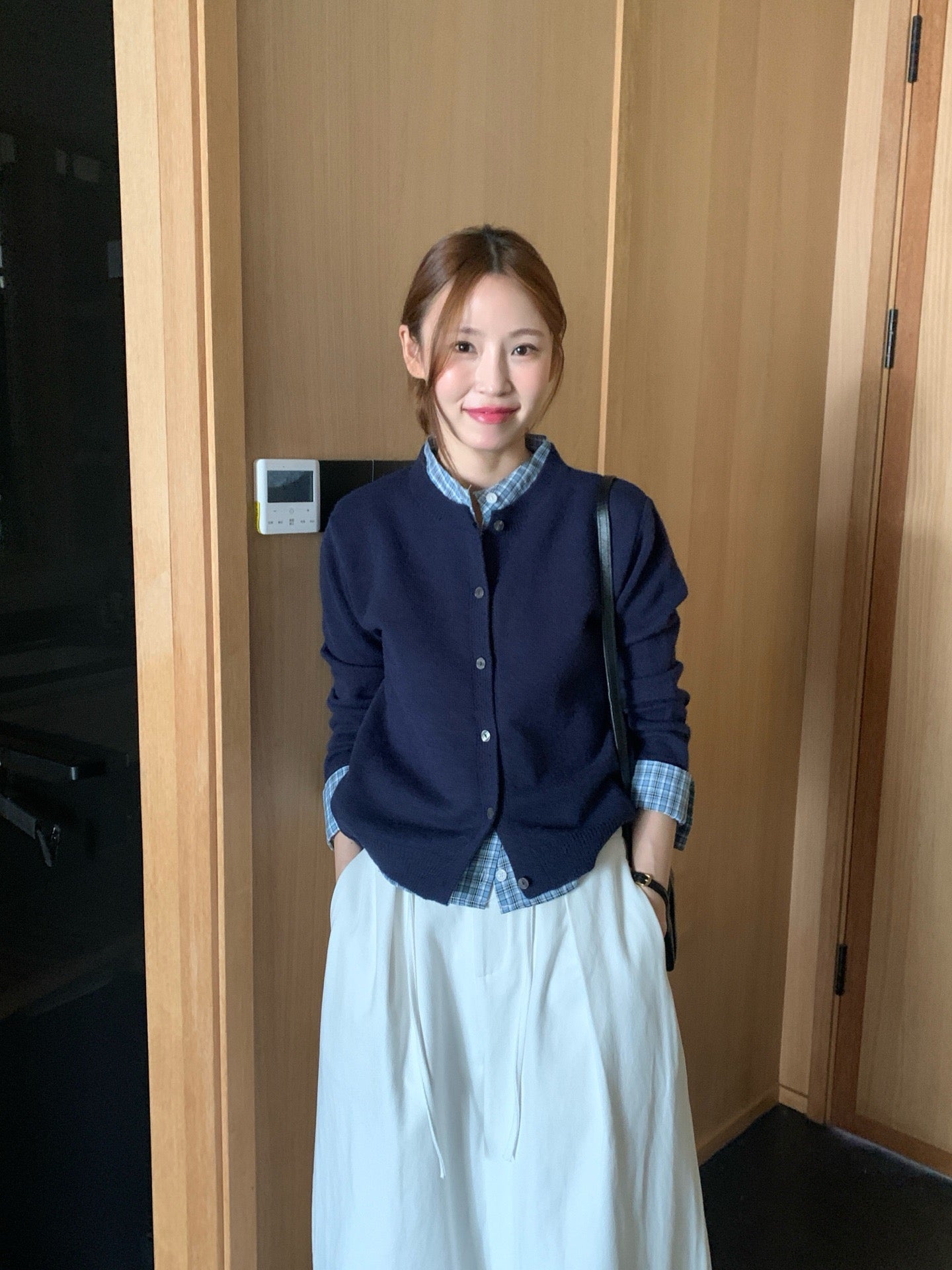 // 大熱拼接格紋恤衫假兩件上衣