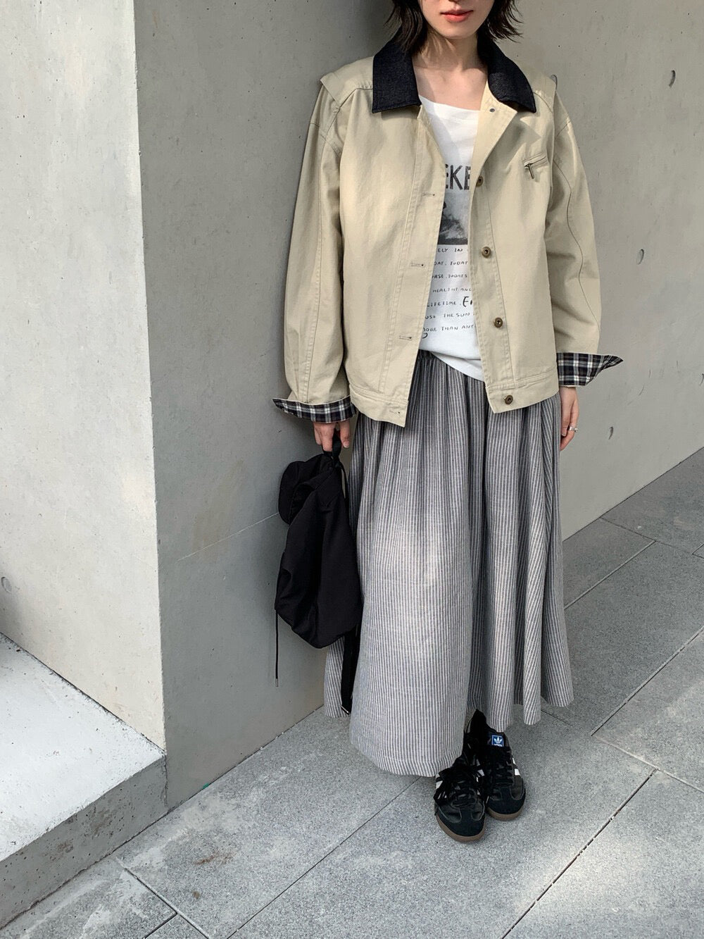 // 復古粗橡筋細間條SK