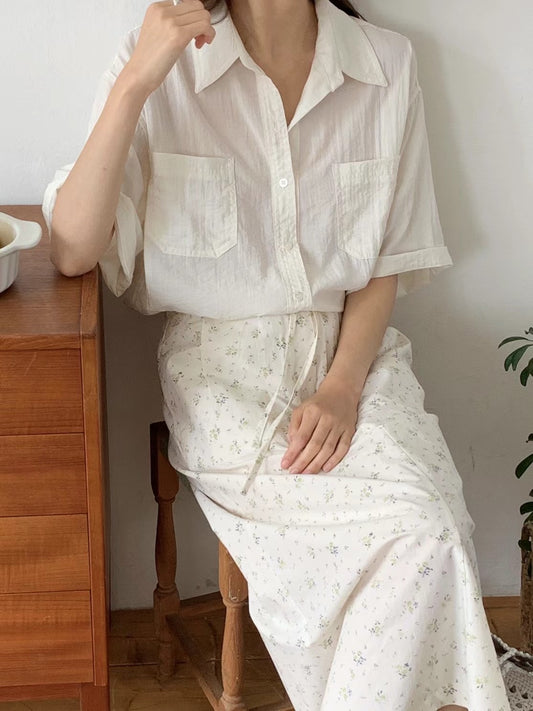 // silky質感口袋寬鬆短袖SH