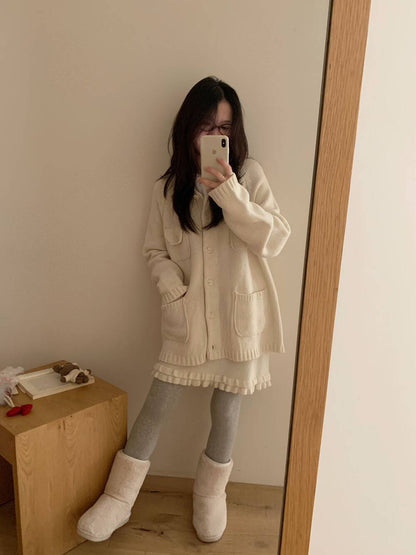 // 100%羊毛雙層荷葉邊短裙