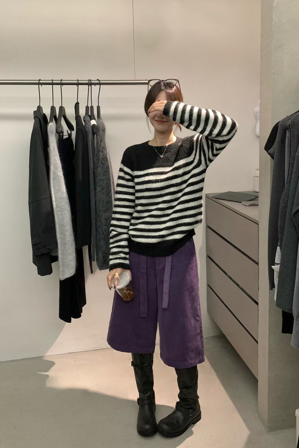 // 五分帥氣連腰帶燈芯絨褲