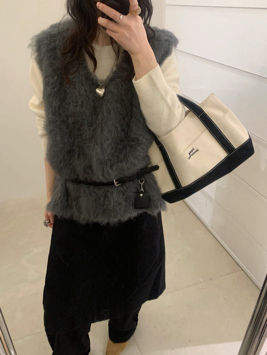 // 圈圈羊毛拉絨疊穿背心