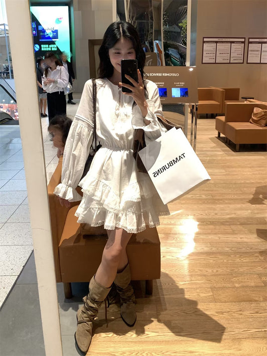 // 超美lace邊荷葉綁帶OPS