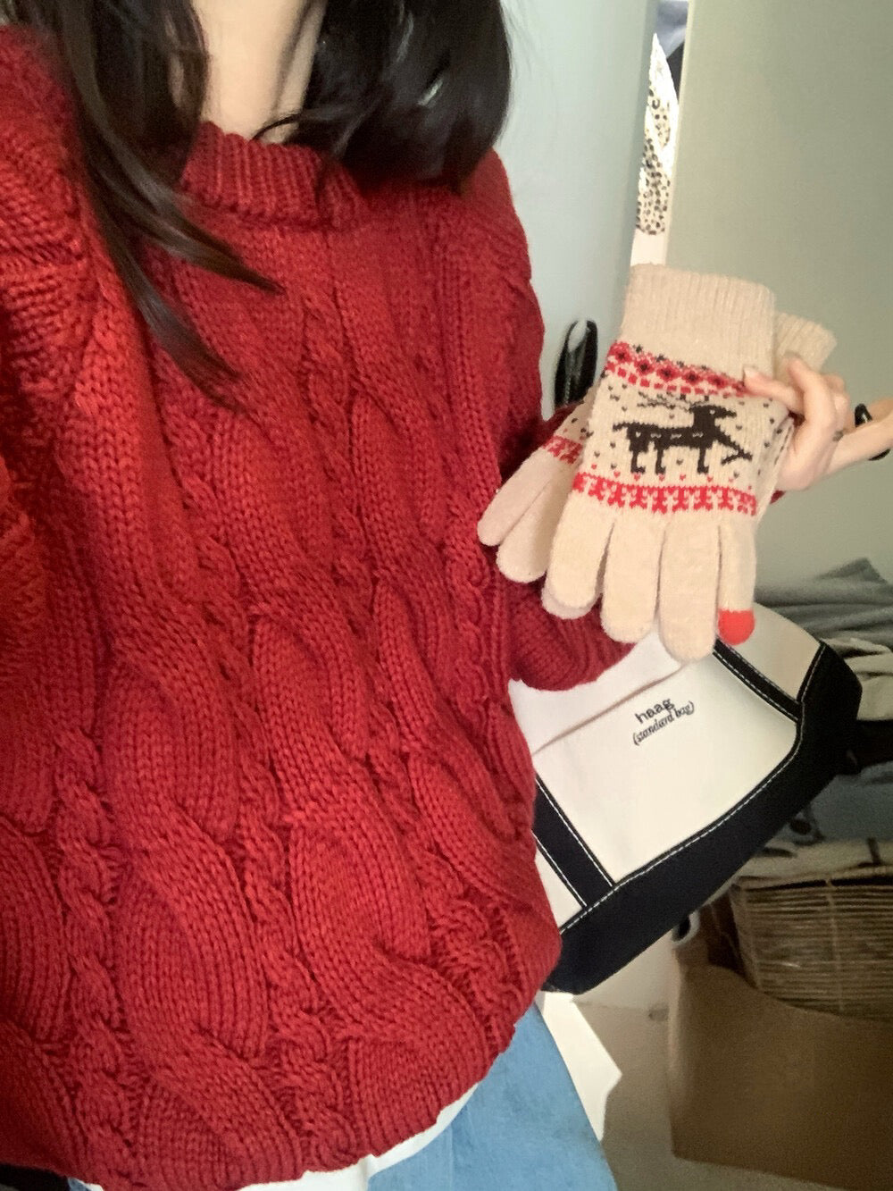 // 復古感扭紋麻花毛衣