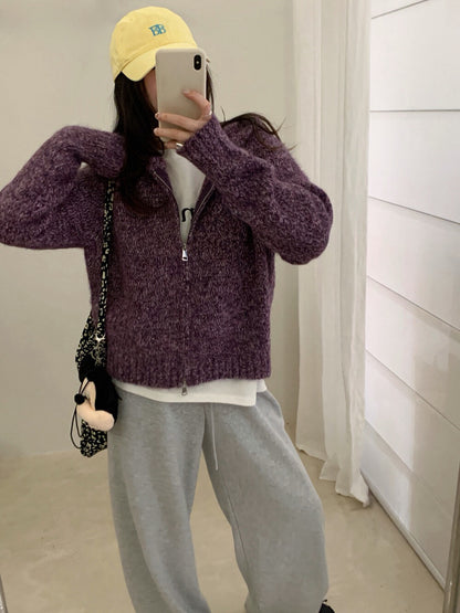 // 8%wool花線上下拉鍊連帽CD