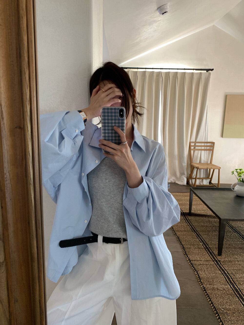 // oversize慵懶風春夏色系恤衫
