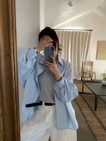 // oversize慵懶風春夏色系恤衫