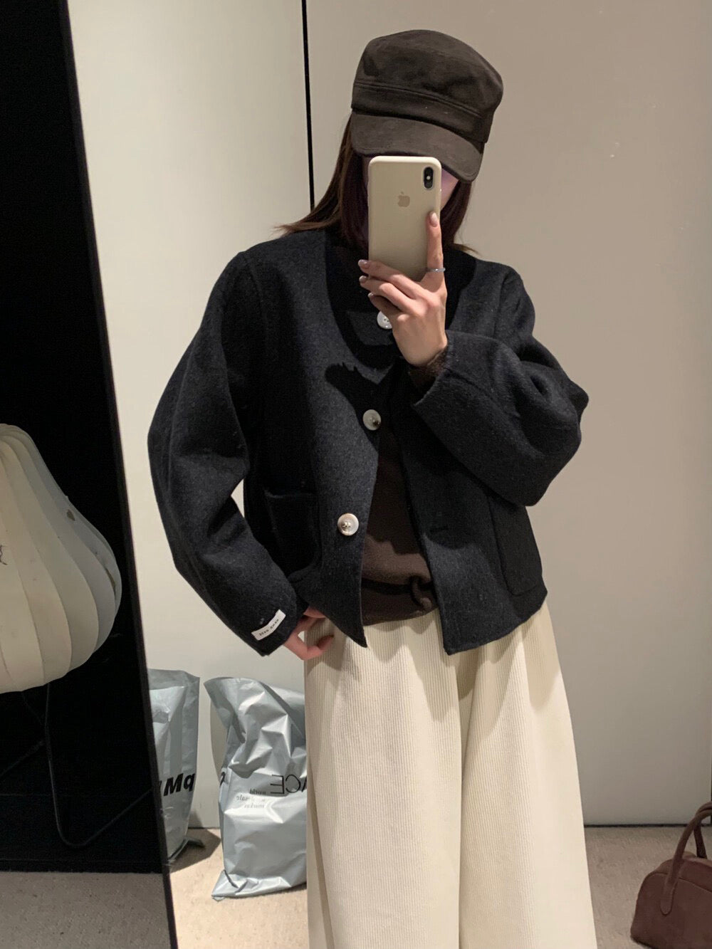 // 福利款！100%羊毛圓領簡約手工外套