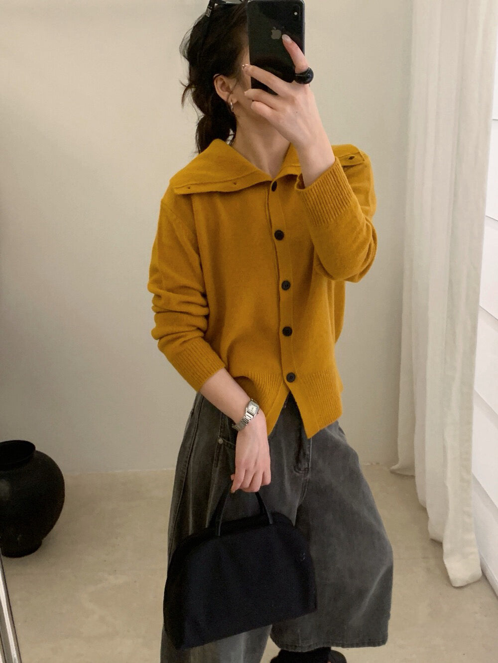 // 100%wool大翻領可立領開胸CD