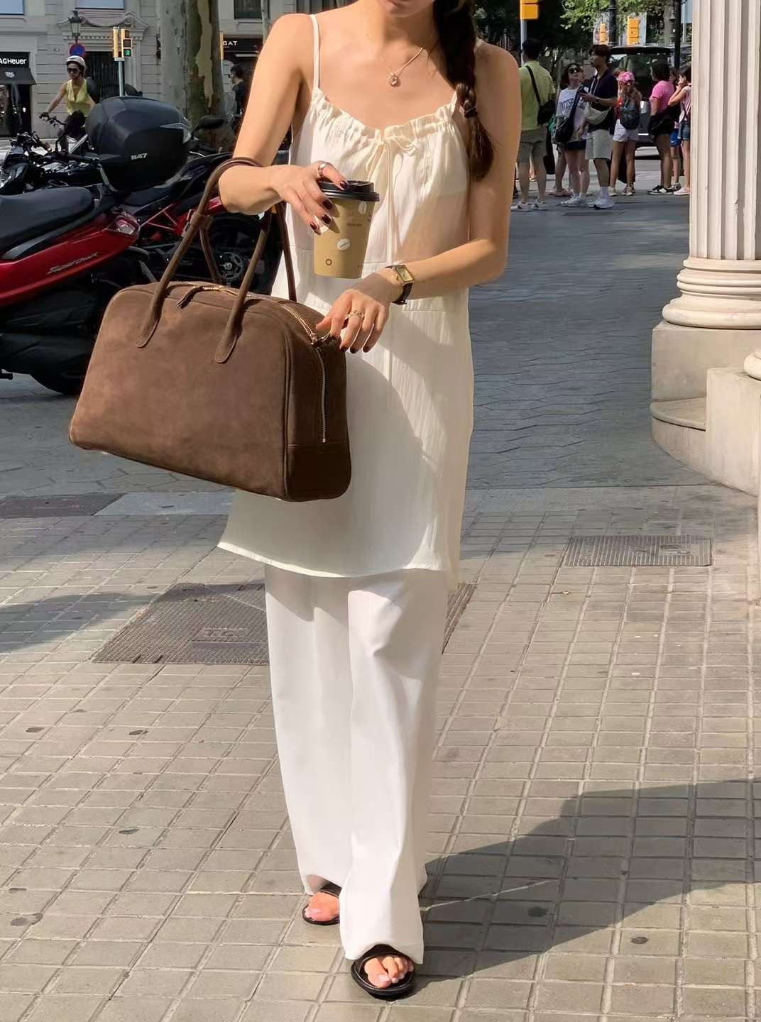 (現貨) // silky質感綁帶領微魚尾長吊帶