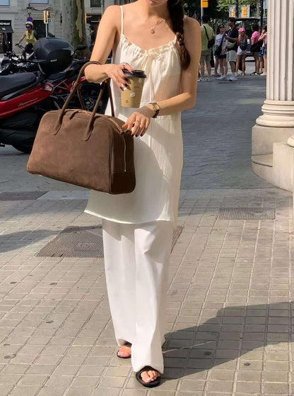 (現貨) // silky質感綁帶領微魚尾長吊帶