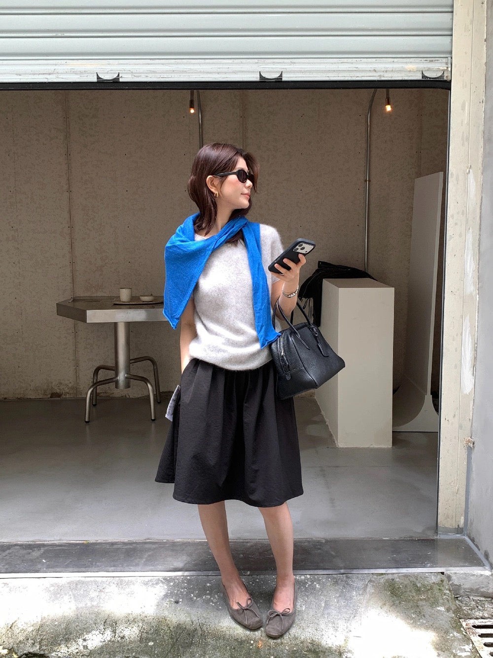 B50 / 必入！顏色極美薄款羊毛拉絨短袖針織上衣(95%wool+5%cashmere)