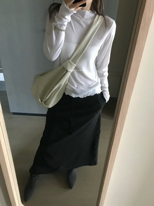 // 細軟親膚卷卷邊針織上衣