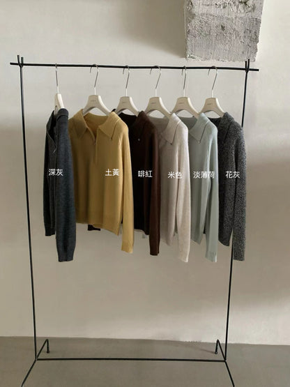 // raccoon+wool半拉鍊翻領高級感毛衣