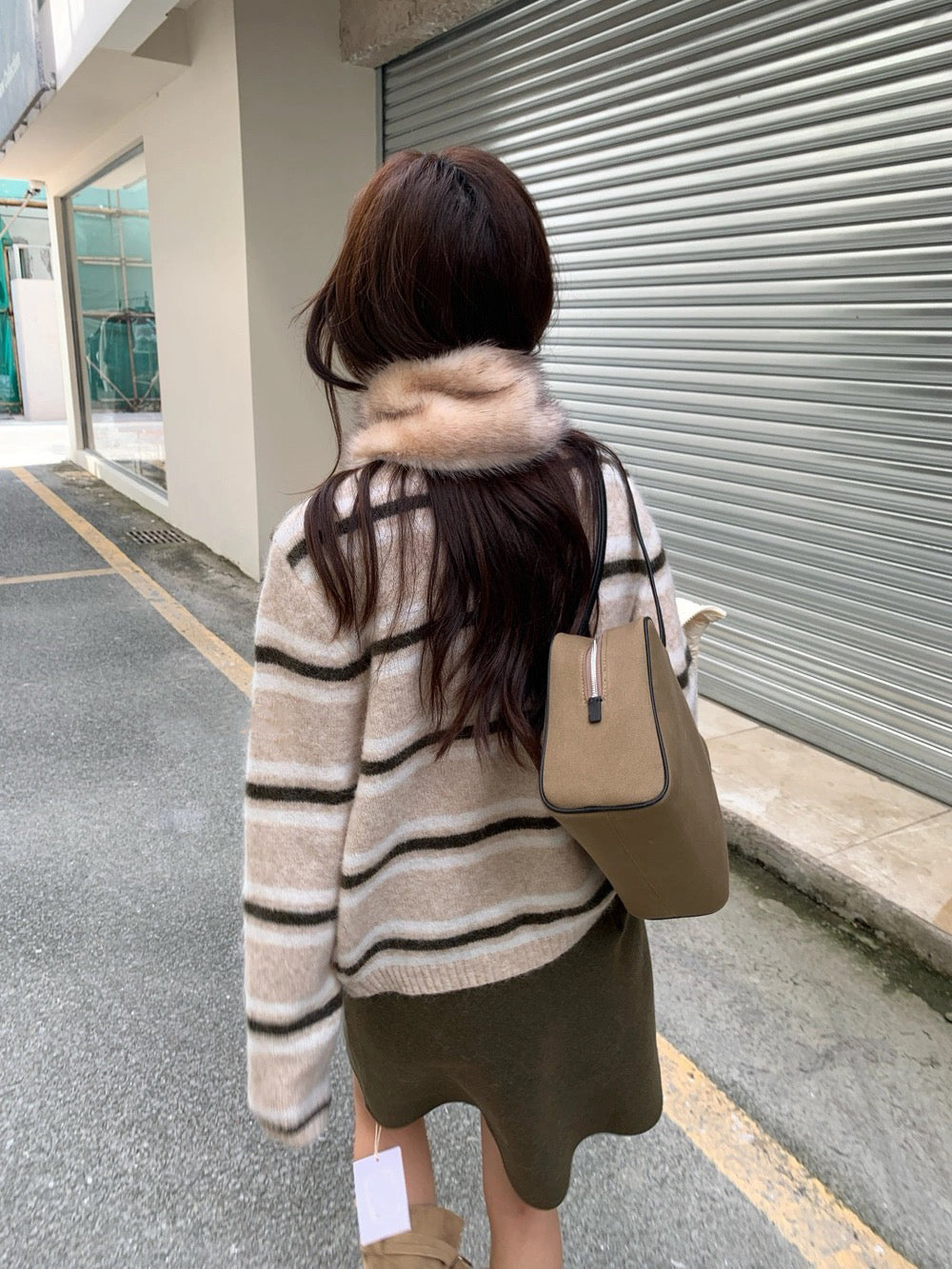 C79 / 軟糯感間條圓領針織外套(7%WOOL)
