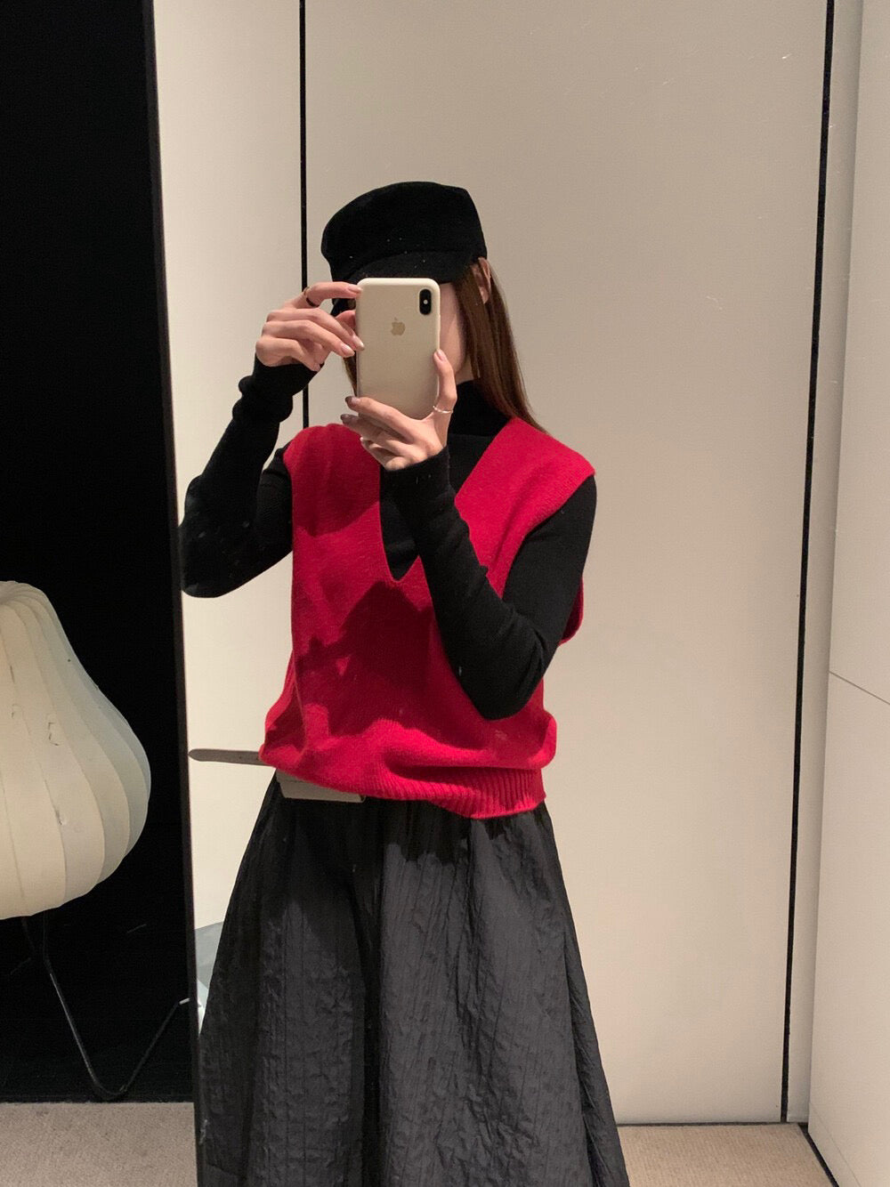 // 無縫一體疊穿必入深v 100%羊毛背心