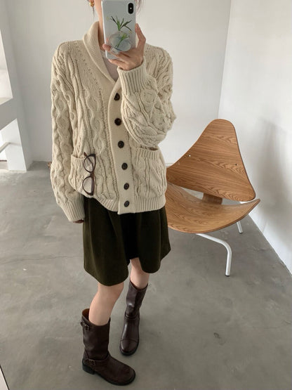 // 慵懶感麻花翻領中長CD