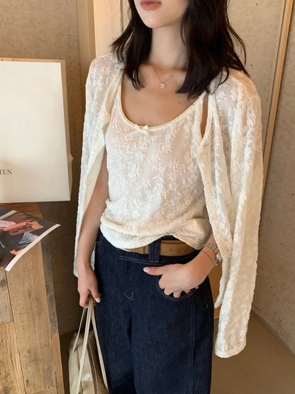 B40 / 重工全刺繡花吊帶+外套套裝