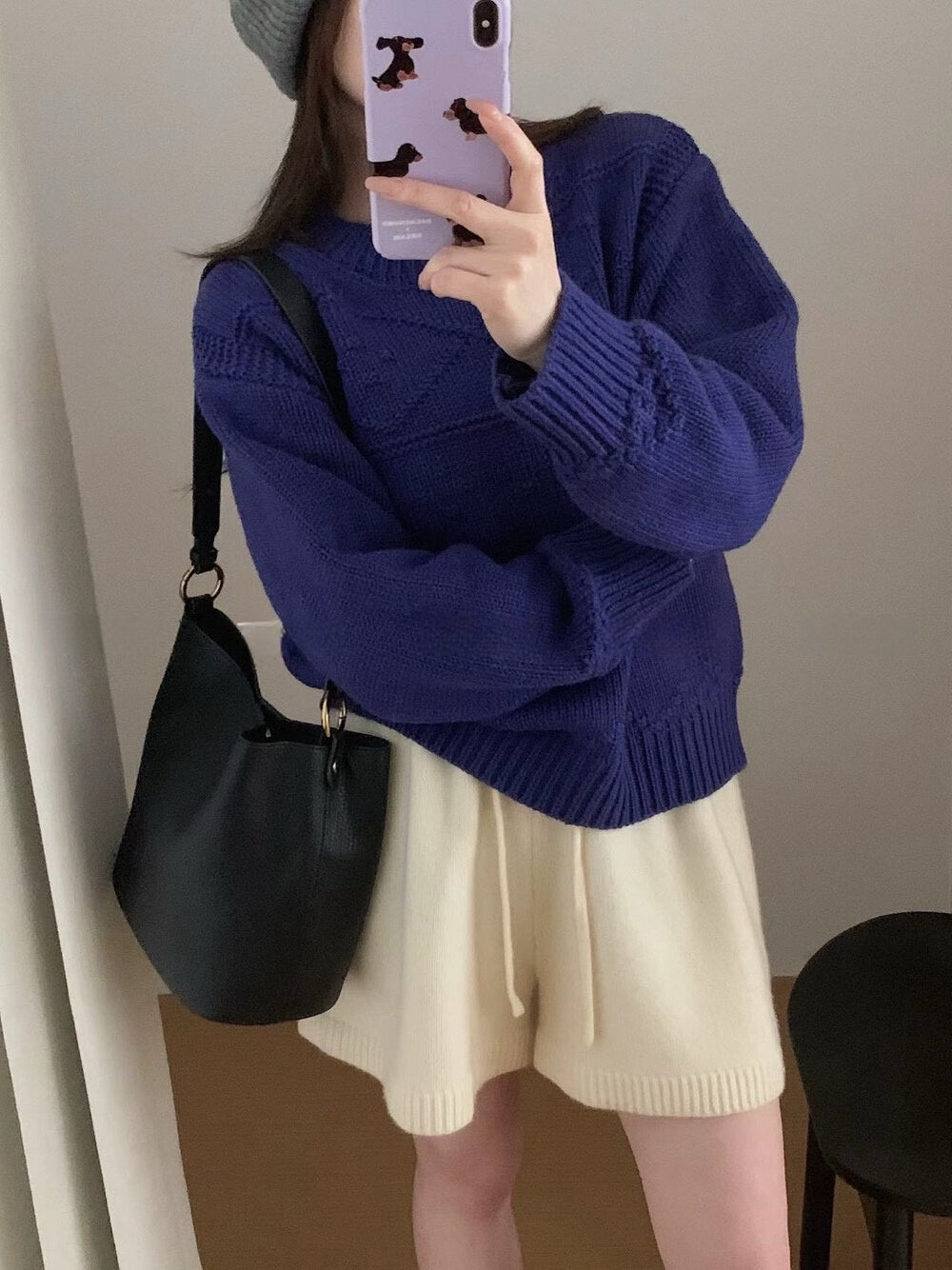 // 菱格織紋高級感圓領NT