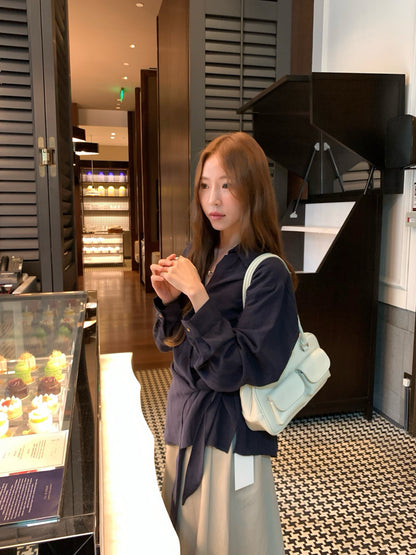 // lyocell混麻超高質綁結恤衫