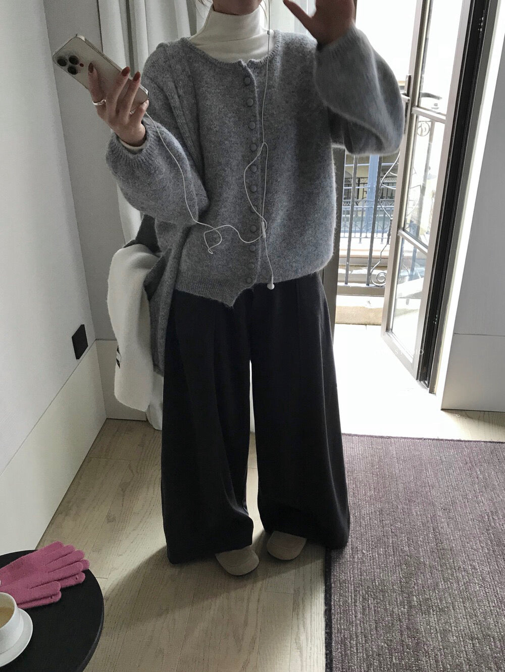 // 6%綿羊毛慵懶圓包扣CD(連單肩袋)