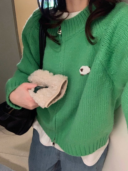 // 可愛動物刺繡上下拉鍊CD