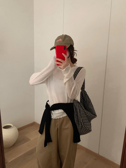 // 5%fine wool超親膚大彈性木耳邊TEE