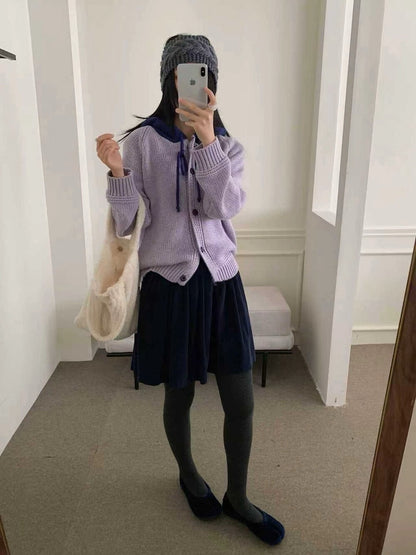 // 拼接撞色鈎花針織帽CD