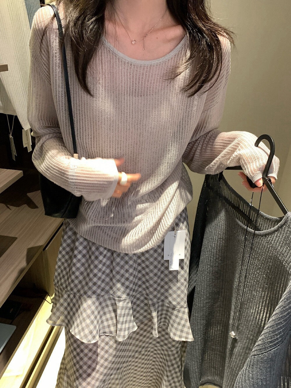 // 天絲麻直坑紋圓領防曬NT