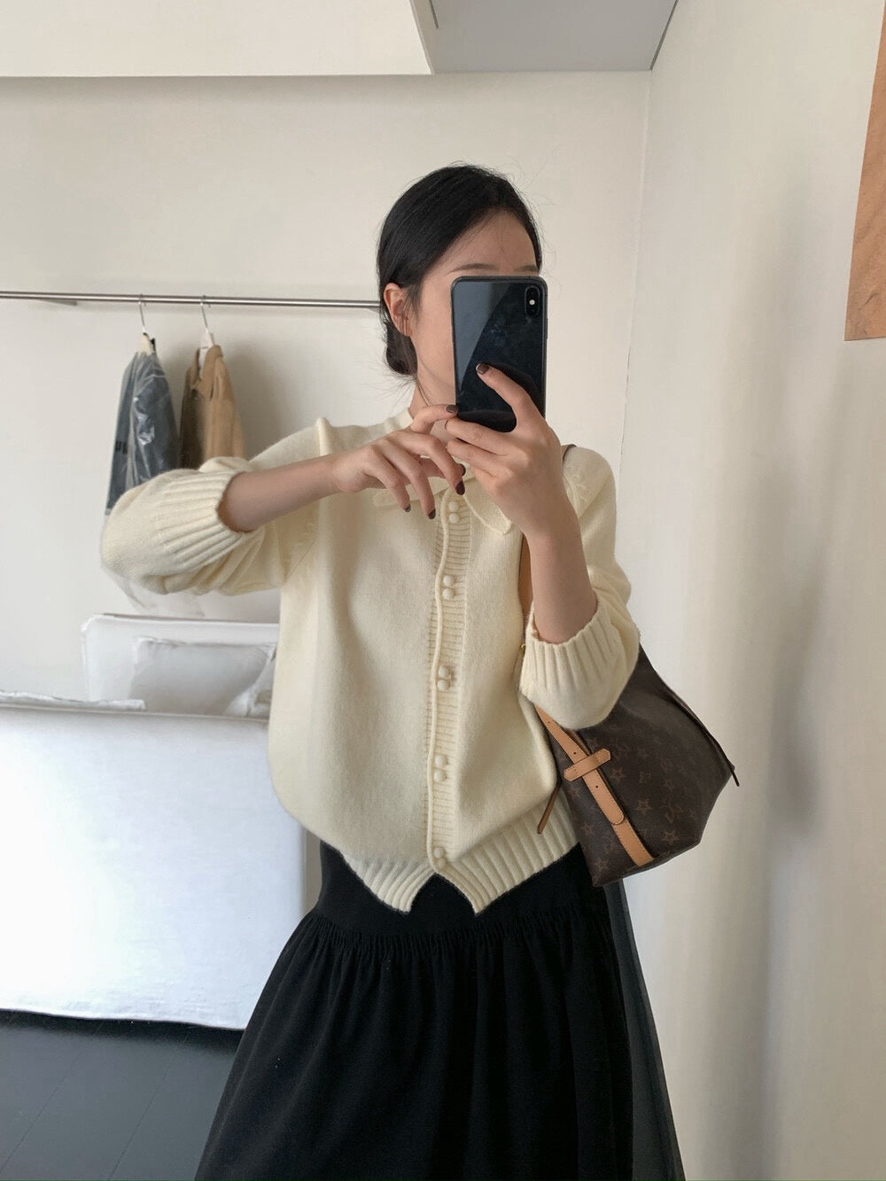 // 設計感交叉領帶double鈕扣CD