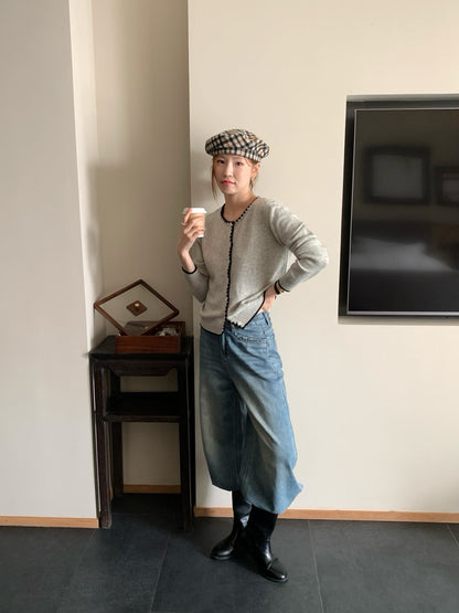 // 撞邊織紋包邊混羊毛CD