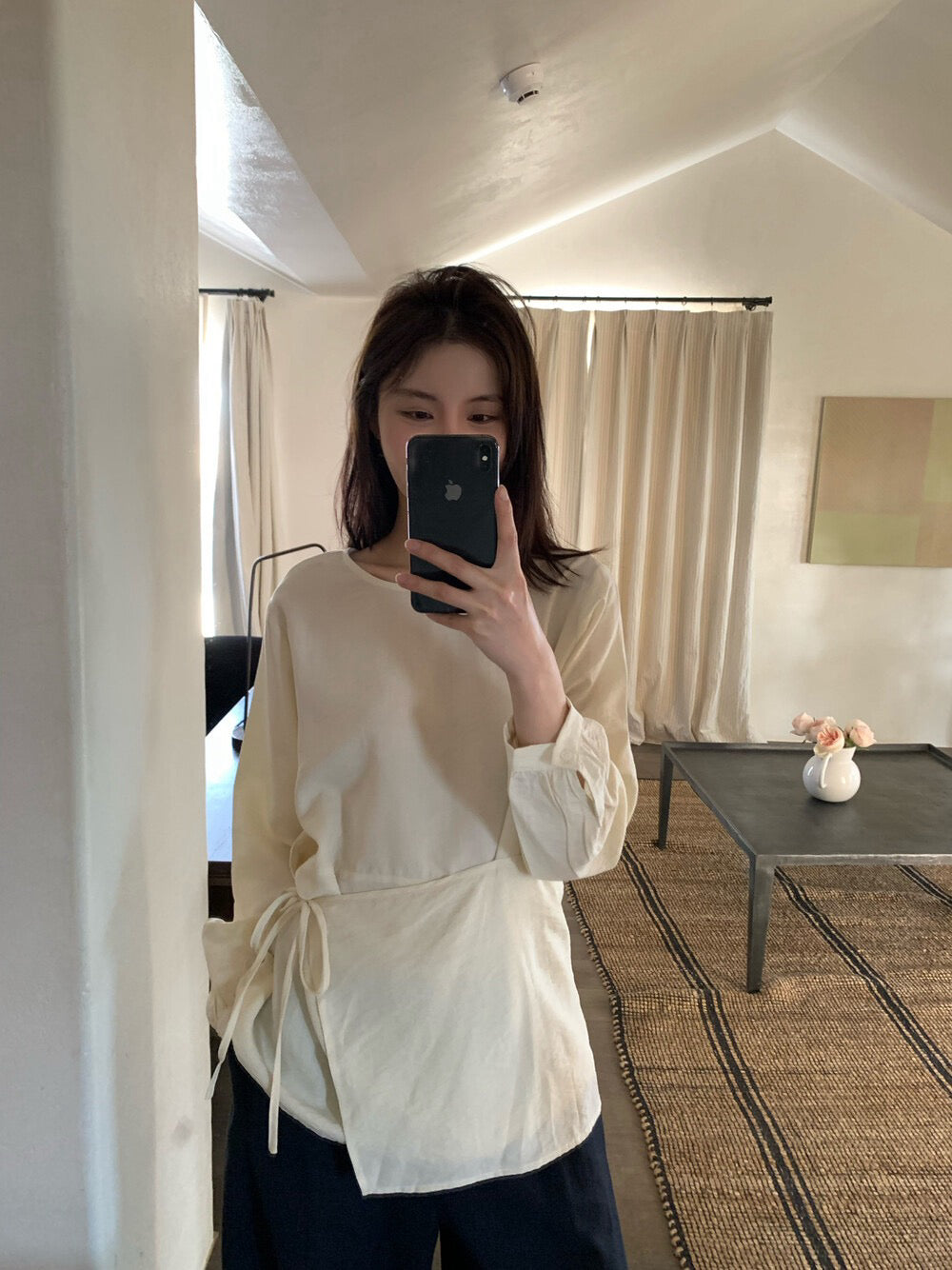 // 高質lyocell麻設計師感綁腰BL